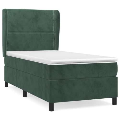 Box spring krevet s madracem tamnozeleni 80 x 200 cm baršunasti - Tamnozelena 80 x 200 cm Obično s čavlima Cijena
