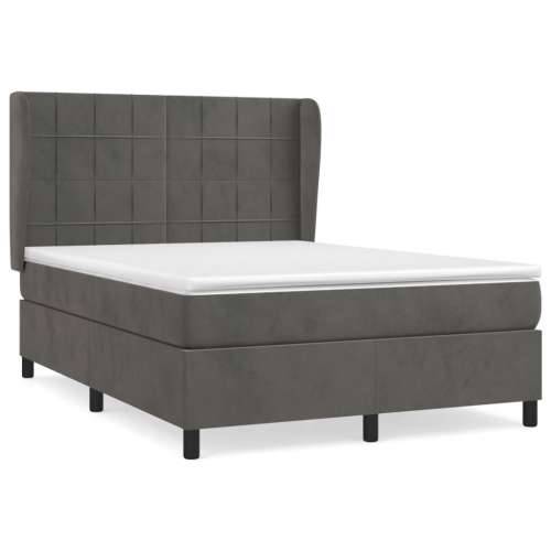 Krevet s oprugama i madracem tamnosivi 140x190 cm baršunasti - Tamno siva 140 x 190 cm Blok s kvadratima Cijena