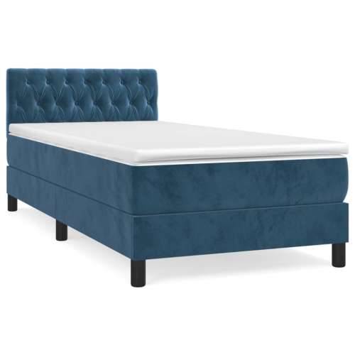 Box spring krevet s madracem tamnoplavi 90x200 cm baršunasti - Tamno plava 90 x 200 cm Dizajn s gumbima Cijena