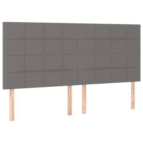 Krevet s oprugama i madracem tamnosivi 200 x 200 cm od tkanine - Tamno siva 200 x 200 cm Blok s kvadratima Cijena
