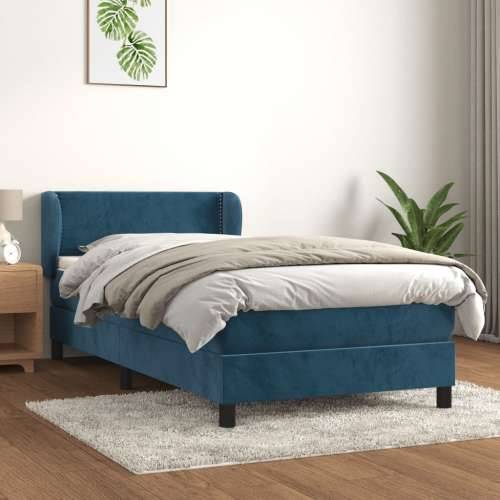 Box spring krevet s madracem tamnoplavi 90x200 cm baršunasti - Tamno plava 90 x 200 cm Obično s čavlima Cijena