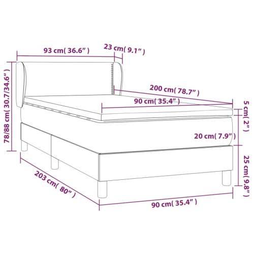 Box spring krevet s madracem tamnoplavi 90x200 cm baršunasti - Tamno plava 90 x 200 cm Obično s čavlima Cijena