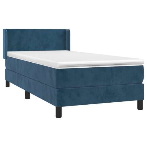 Box spring krevet s madracem tamnoplavi 90x200 cm baršunasti - Tamno plava 90 x 200 cm Gladak dizajn Cijena