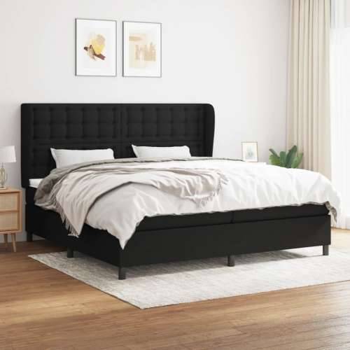 Krevet s oprugama i madracem crni 200x200 cm od tkanine - Crna 200 x 200 cm gumbi Cijena