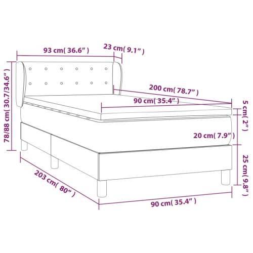 Krevet s oprugama i madracem krem 90 x 200 cm od tkanine - Krema 90 x 200 cm gumbi Cijena