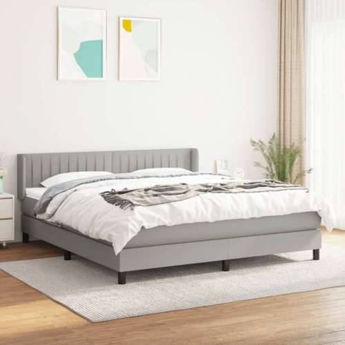 Krevet box spring s madracem svjetlosiva 160x200 cm tkanina - Svjetlosiva 160 x 200 cm Okomite pruge Cijena