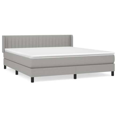 Krevet box spring s madracem svjetlosiva 160x200 cm tkanina - Svjetlosiva 160 x 200 cm Okomite pruge Cijena