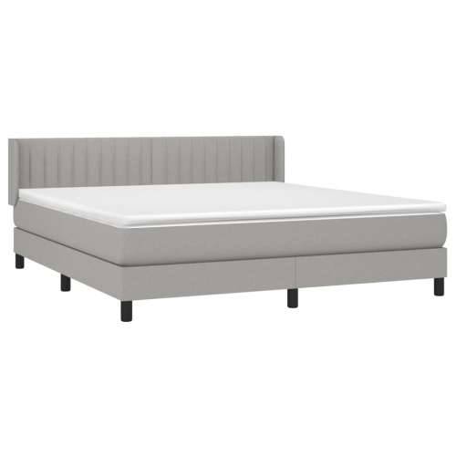 Krevet box spring s madracem svjetlosiva 160x200 cm tkanina - Svjetlosiva 160 x 200 cm Okomite pruge Cijena