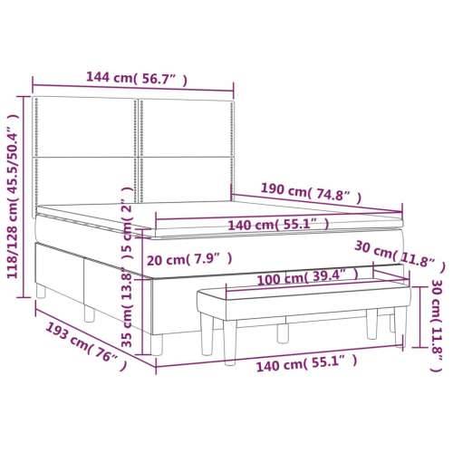 Krevet s oprugama i madracem tamnosivi 140x190 cm baršunasti - Tamno siva 140 x 190 cm Obično s čavlima Cijena