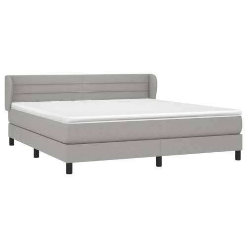 Krevet box spring s madracem svjetlosiva 160x200 cm tkanina - Svjetlosiva 160 x 200 cm vodoravne pruge Cijena