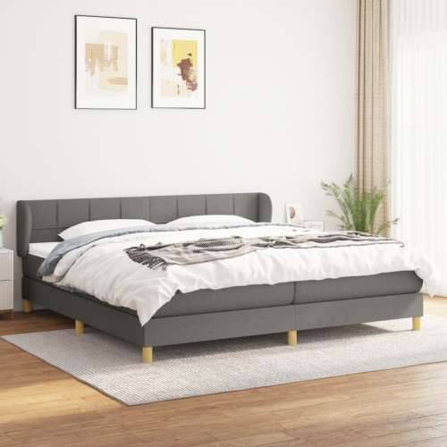 Krevet s oprugama i madracem tamnosivi 200 x 200 cm od tkanine - Tamno siva 200 x 200 cm Blok s kvadratima Cijena