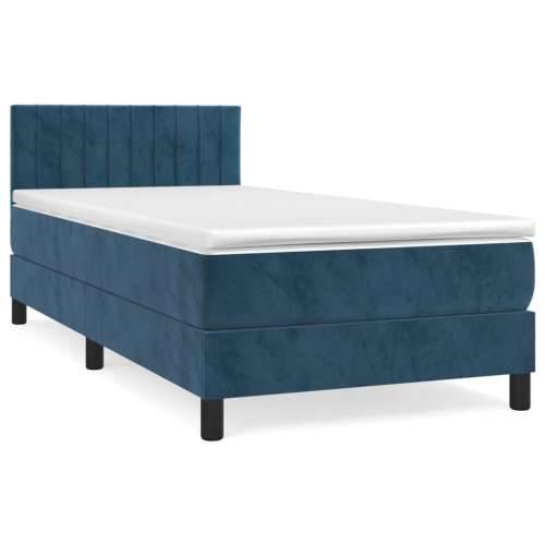 Box spring krevet s madracem tamnoplavi 100x200 cm baršunasti - Tamno plava 100 x 200 cm Okomite pruge Cijena