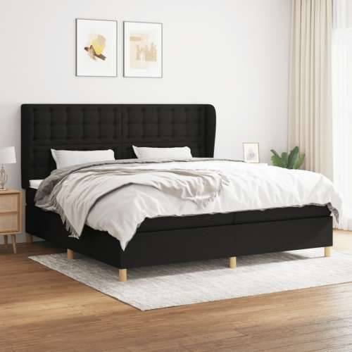 Krevet s oprugama i madracem crni 200x200 cm od tkanine - Crna 200 x 200 cm gumbi Cijena