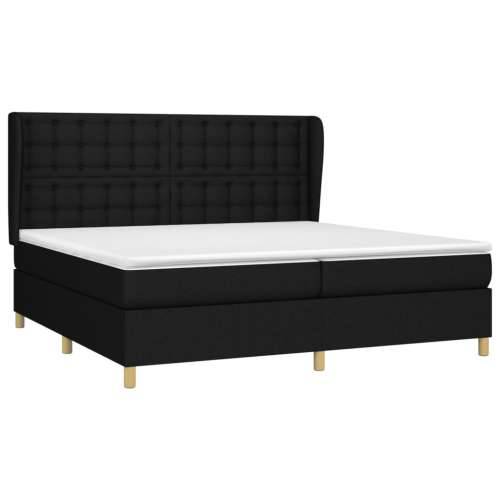 Krevet s oprugama i madracem crni 200x200 cm od tkanine - Crna 200 x 200 cm gumbi Cijena