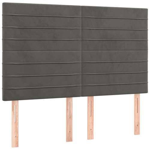 Krevet s oprugama i madracem tamnosivi 140x190 cm baršunasti - Tamno siva 140 x 190 cm vodoravne pruge Cijena