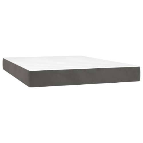 Krevet s oprugama i madracem tamnosivi 140x190 cm baršunasti - Tamno siva 140 x 190 cm Blok s kvadratima Cijena
