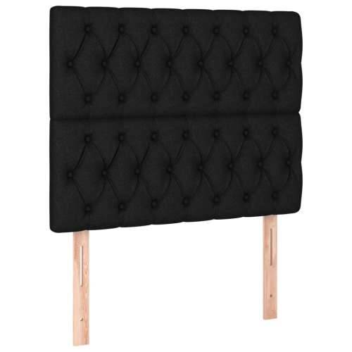 Krevet s oprugama i madracem crni 100 x 200 cm od tkanine - Crna 100 x 200 cm Dizajn s gumbima Cijena