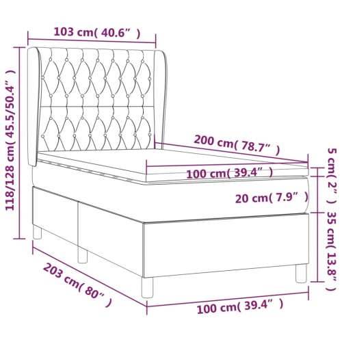 Krevet s oprugama i madracem crni 100 x 200 cm od tkanine - Crna 100 x 200 cm Dizajn s gumbima Cijena