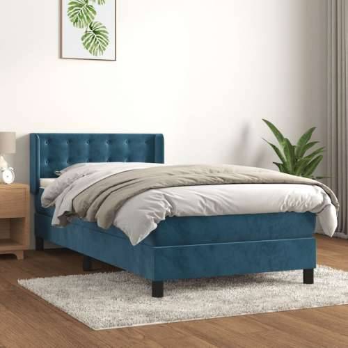 Box spring krevet s madracem tamnoplavi 100x200 cm baršunasti - Tamno plava 100 x 200 cm gumbi Cijena