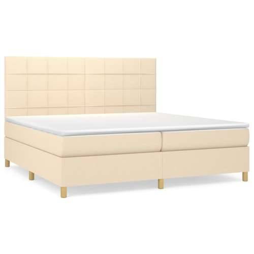 Krevet s oprugama i madracem krem 200 x 200 cm od tkanine - Krema 200 x 200 cm Blok s kvadratima Cijena