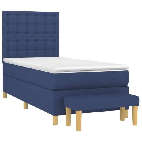 Krevet s oprugama i madracem plavi 90 x 200 cm od tkanine - Plava 90 x 200 cm gumbi Cijena
