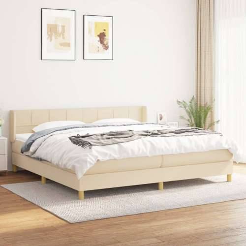 Krevet s oprugama i madracem krem 200 x 200 cm od tkanine - Krema 200 x 200 cm Blok s kvadratima Cijena