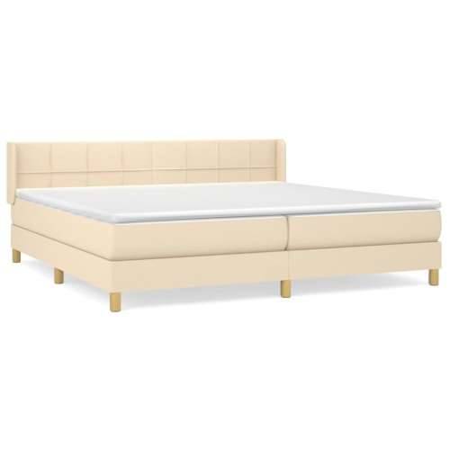 Krevet s oprugama i madracem krem 200 x 200 cm od tkanine - Krema 200 x 200 cm Blok s kvadratima Cijena