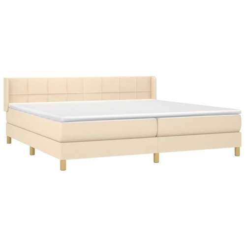 Krevet s oprugama i madracem krem 200 x 200 cm od tkanine - Krema 200 x 200 cm Blok s kvadratima Cijena
