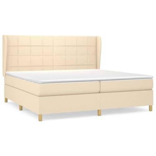 Krevet s oprugama i madracem krem 200 x 200 cm od tkanine - Krema 200 x 200 cm Blok s kvadratima Cijena