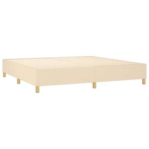 Krevet s oprugama i madracem krem 200 x 200 cm od tkanine - Krema 200 x 200 cm Blok s kvadratima Cijena