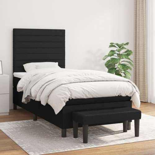 Krevet s oprugama i madracem crni 90x200 cm od tkanine - Crna 90 x 200 cm vodoravne pruge Cijena