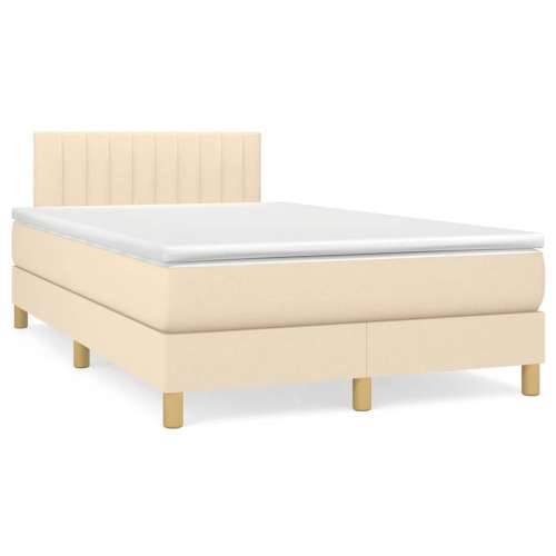 Krevet s oprugama i madracem krem 120 x 200 cm od tkanine - Krema 120 x 200 cm Okomite pruge Cijena