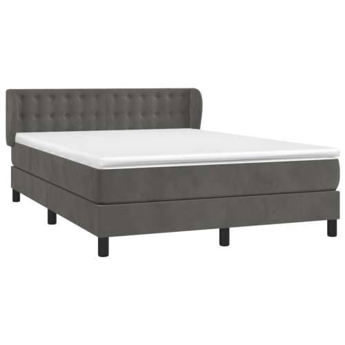 Krevet s oprugama i madracem tamnosivi 140x190 cm baršunasti - Tamno siva 140 x 190 cm gumbi Cijena