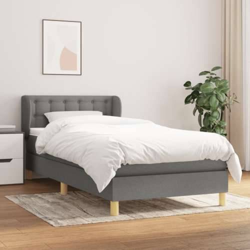 Krevet s oprugama i madracem tamnosivi 90x200 cm od tkanine - Tamno siva 90 x 200 cm gumbi Cijena