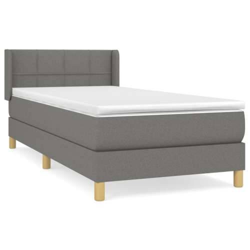 Krevet s oprugama i madracem tamnosivi 90x200 cm od tkanine - Tamno siva 90 x 200 cm Blok s kvadratima Cijena