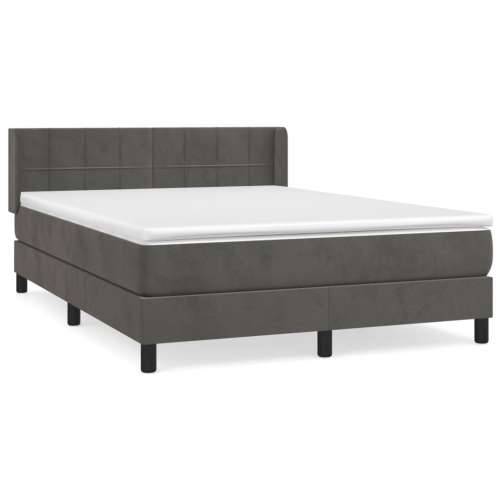 Krevet s oprugama i madracem tamnosivi 140x190 cm baršunasti - Tamno siva 140 x 190 cm Blok s kvadratima Cijena