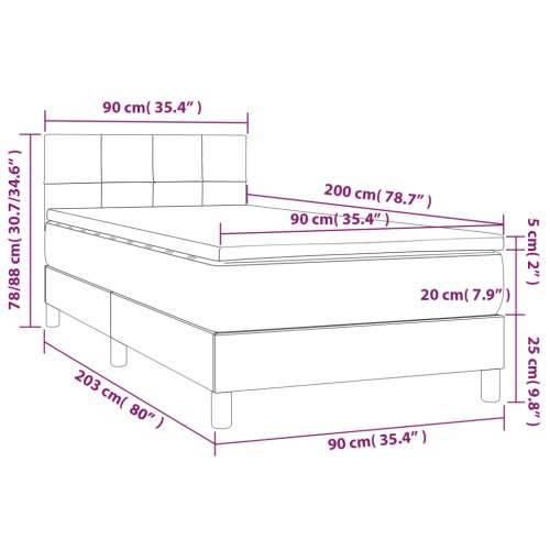 Krevet s oprugama i madracem krem 90 x 200 cm od tkanine - Krema 90 x 200 cm Blok s kvadratima Cijena