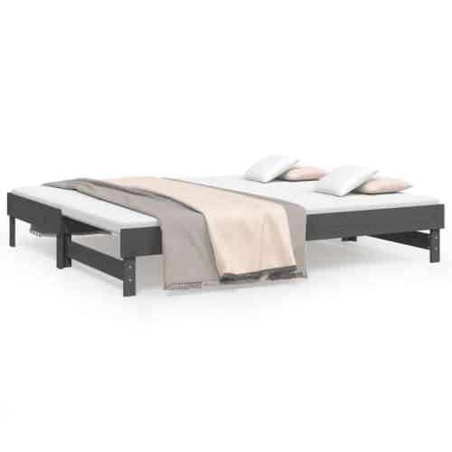 Dnevni ležaj na izvlačenje sivi 2x(90x200) cm masivna borovina - Siva 2x (90 x 200) cm Cijena