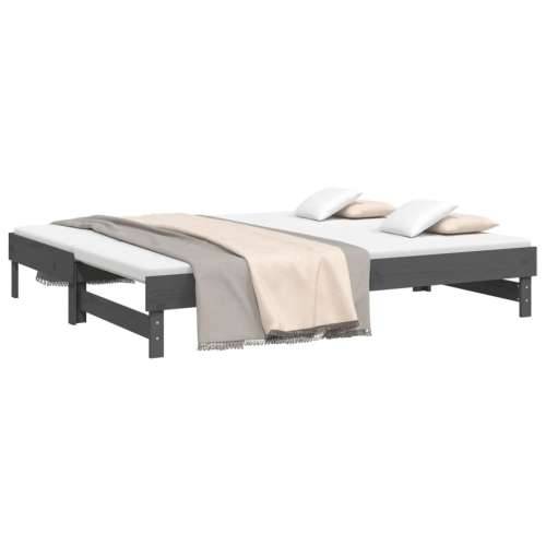 Dnevni ležaj na izvlačenje sivi 2x(90x200) cm masivna borovina - Siva 2x (90 x 200) cm Cijena