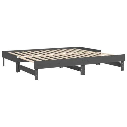 Dnevni ležaj na izvlačenje sivi 2x(90x200) cm masivna borovina - Siva 2x (90 x 200) cm Cijena