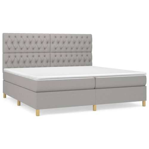 Krevet s oprugama i madracem svjetlosivi 200 x 200cm od tkanine - Svjetlosiva 200 x 200 cm Dizajn s gumbima Cijena