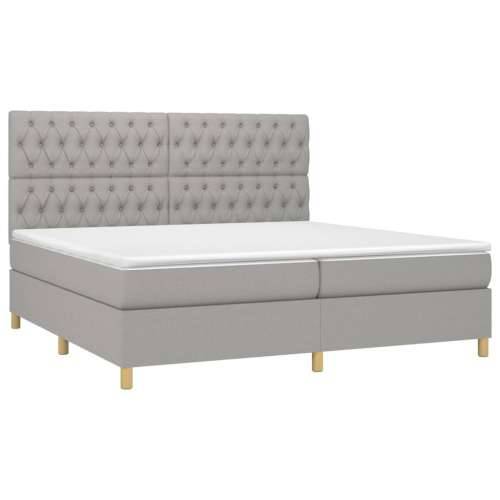 Krevet s oprugama i madracem svjetlosivi 200 x 200cm od tkanine - Svjetlosiva 200 x 200 cm Dizajn s gumbima Cijena