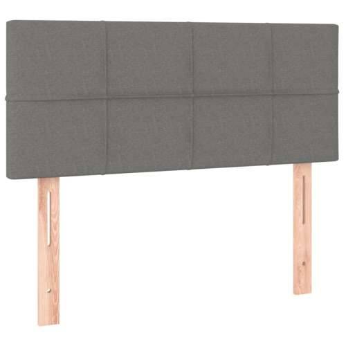 Krevet s oprugama i madracem tamnosivi 100 x 200 cm od tkanine - Tamno siva 100 x 200 cm Blok s kvadratima Cijena