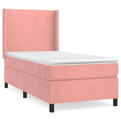 Box spring krevet s madracem ružičasti 100x200 cm baršunasti - Ružičasta 100 x 200 cm Gladak dizajn Cijena