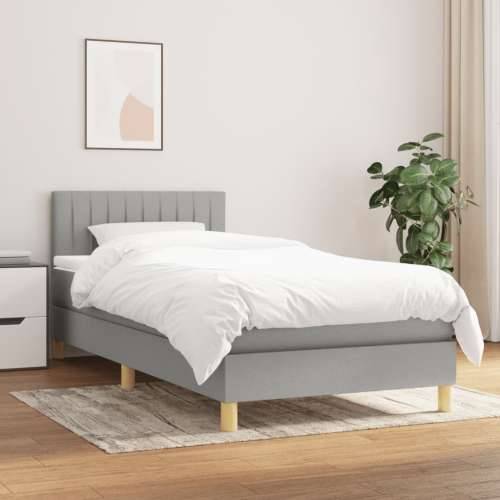 Krevet s oprugama i madracem svjetlosivi 100x200 cm od tkanine - Svjetlosiva 100 x 200 cm Okomite pruge Cijena