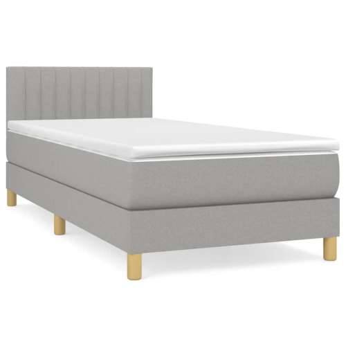 Krevet s oprugama i madracem svjetlosivi 100x200 cm od tkanine - Svjetlosiva 100 x 200 cm Okomite pruge Cijena