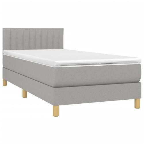 Krevet s oprugama i madracem svjetlosivi 100x200 cm od tkanine - Svjetlosiva 100 x 200 cm Okomite pruge Cijena