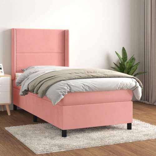 Box spring krevet s madracem ružičasti 100x200 cm baršunasti - Ružičasta 100 x 200 cm Obično s čavlima Cijena