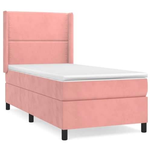 Box spring krevet s madracem ružičasti 100x200 cm baršunasti - Ružičasta 100 x 200 cm Obično s čavlima Cijena