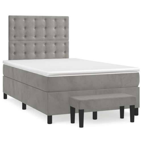 Box spring krevet s madracem svjetlosivi 120x200 cm baršunasti - Svjetlosiva 120 x 200 cm gumbi Cijena